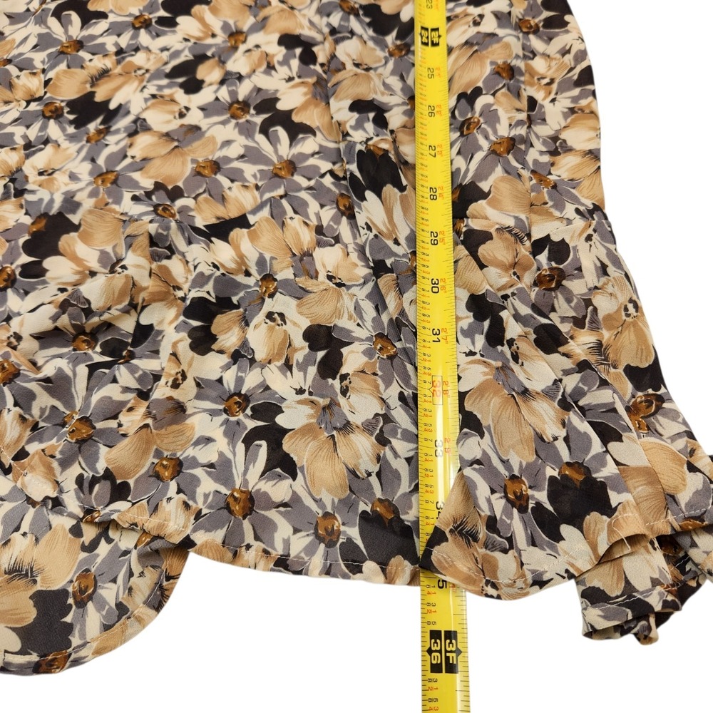 VTG Ann Taylor Loft Size 4 Fall Midi Dress Floral Ruffle Bloomcore Romantic Y2K - Picture 10 of 11